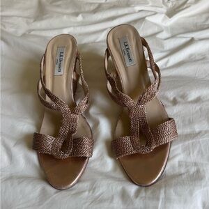 LK Bennett Women's Rose Gold Sandal Wedges